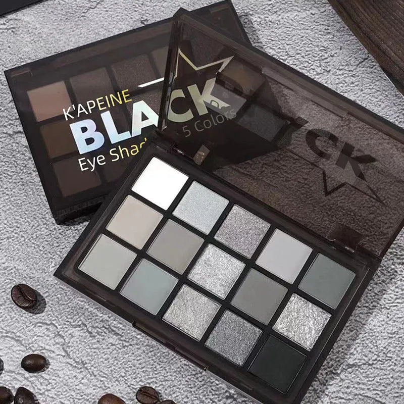 15 colour night elf eyeshadow palette with brown, blue, and earth tones for smoky makeup