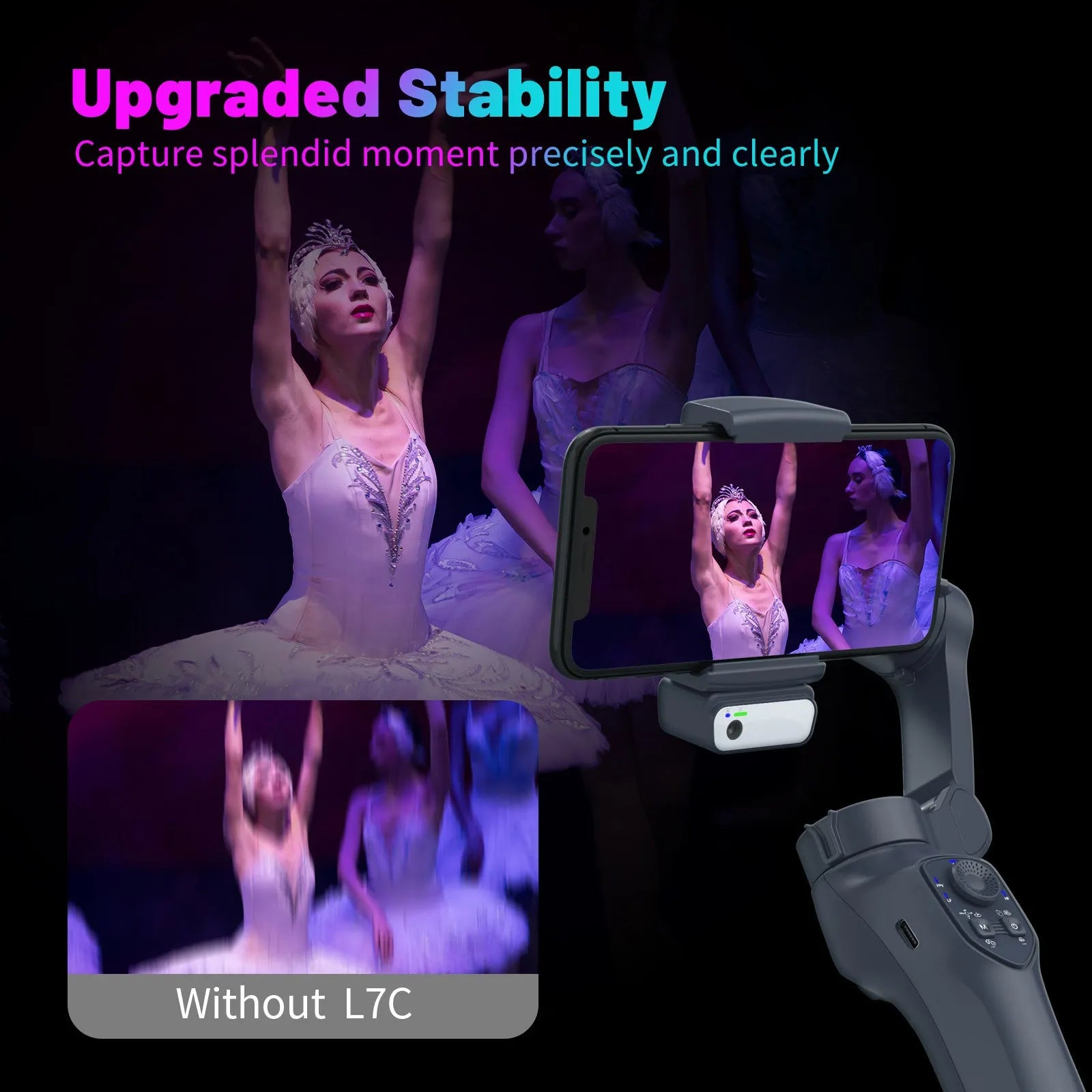 RK series foldable smartphone gimbal stabilizer in gun colour with USB charging port