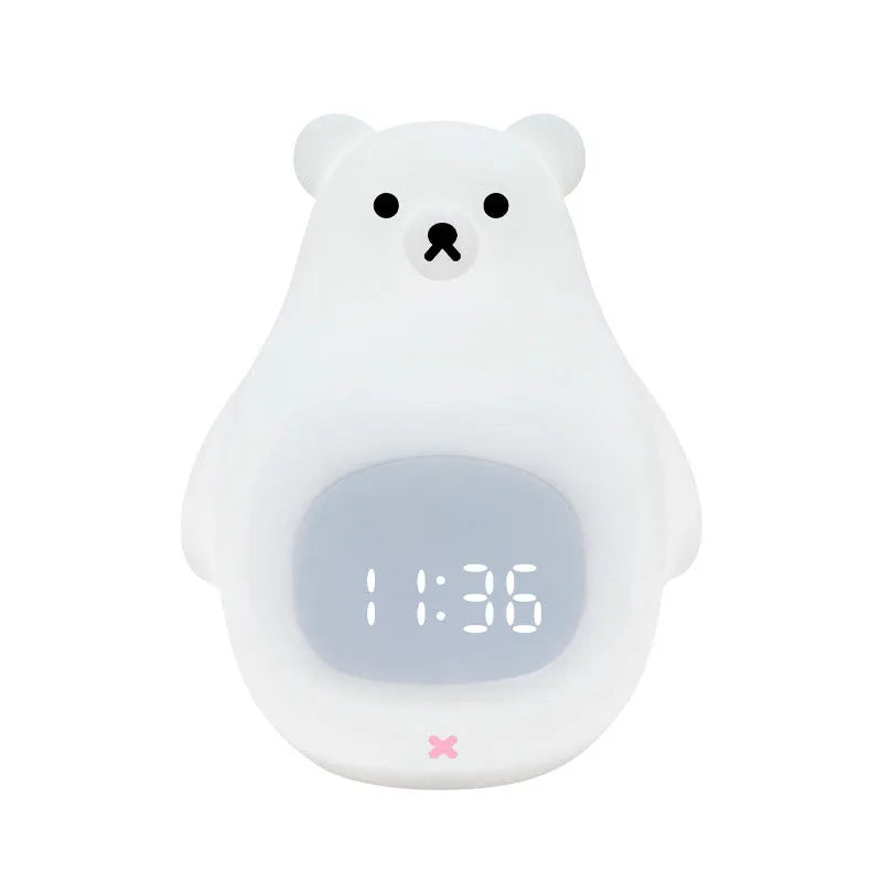 Big white bear silicone night light with timer and alarm clock features
