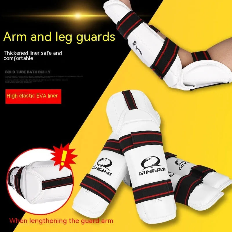 Taekwondo leg protectors and arm guards protective gear set in multiple sizes