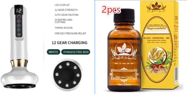 Green electric vacuum cupping massager with infrared heating and adjustable suction controls