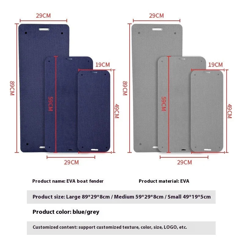 Blue or grey EVA foam boat fender for anti-collision protection against docks.