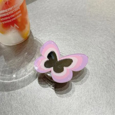 Blue TPU silicone phone case with butterfly stand for iPhone