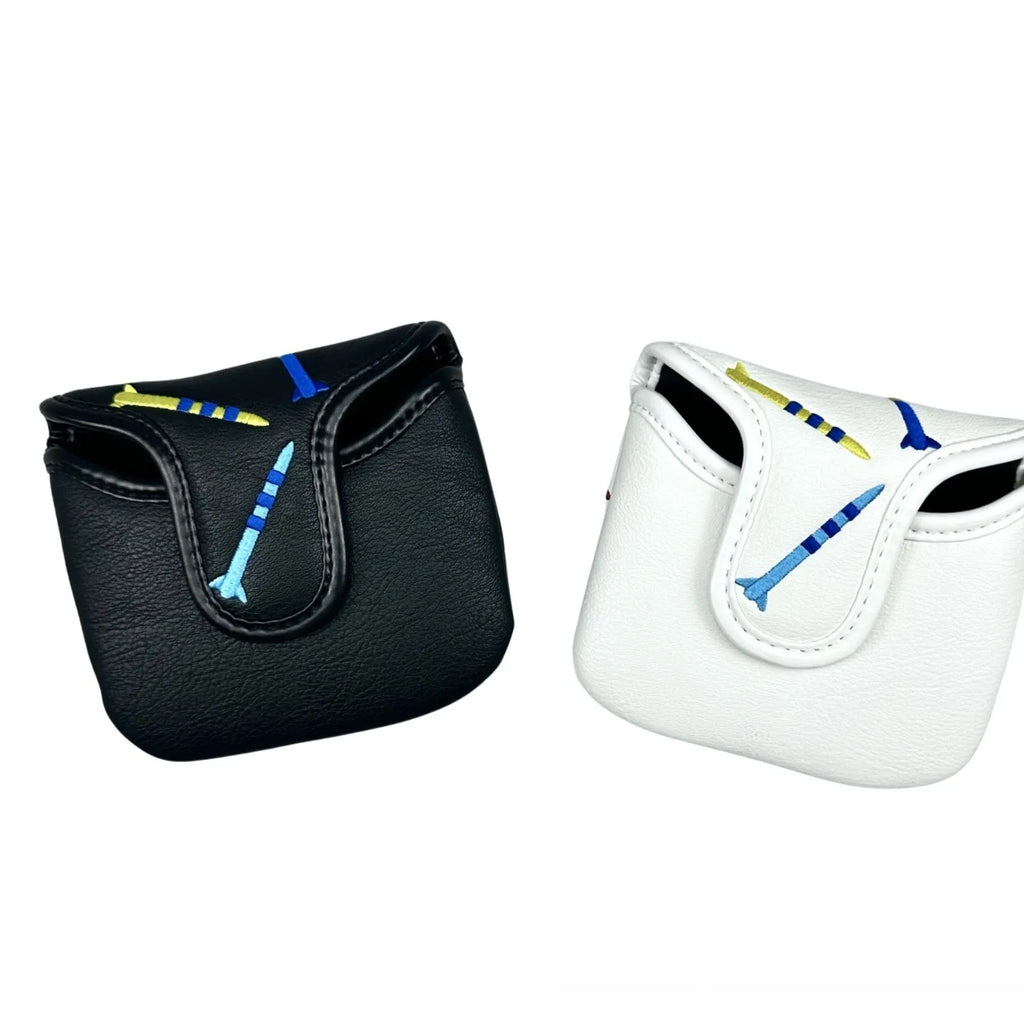 Golf putter protective sleeve with rocket pattern square design in PU leather material