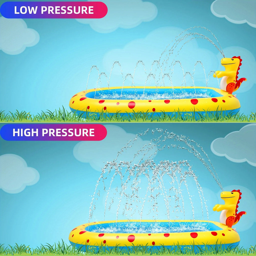 Blue dinosaur inflatable water spray pool for kids with shark design
