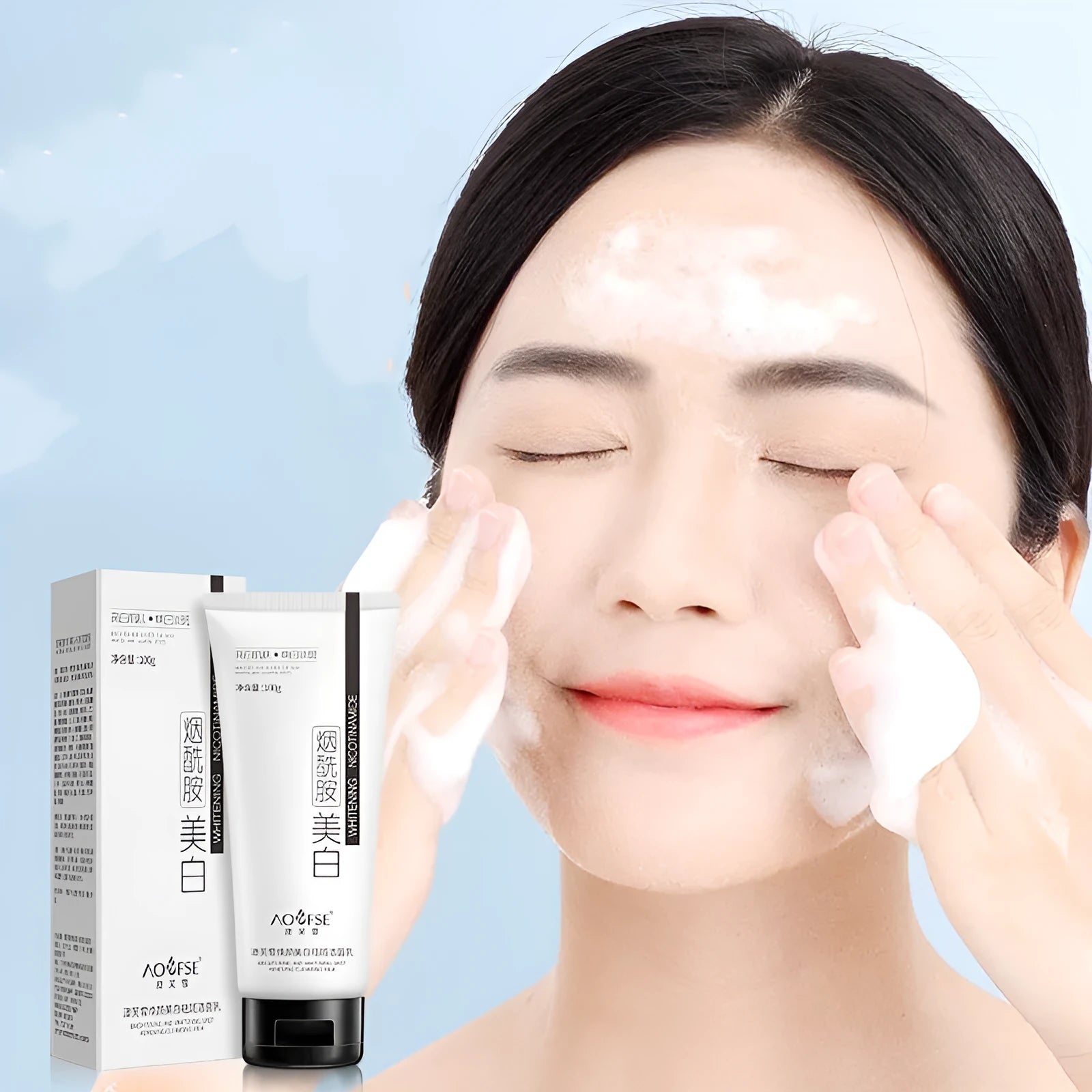 White 100ml whitening and freckle removing facial cleanser bottle for pore cleansing