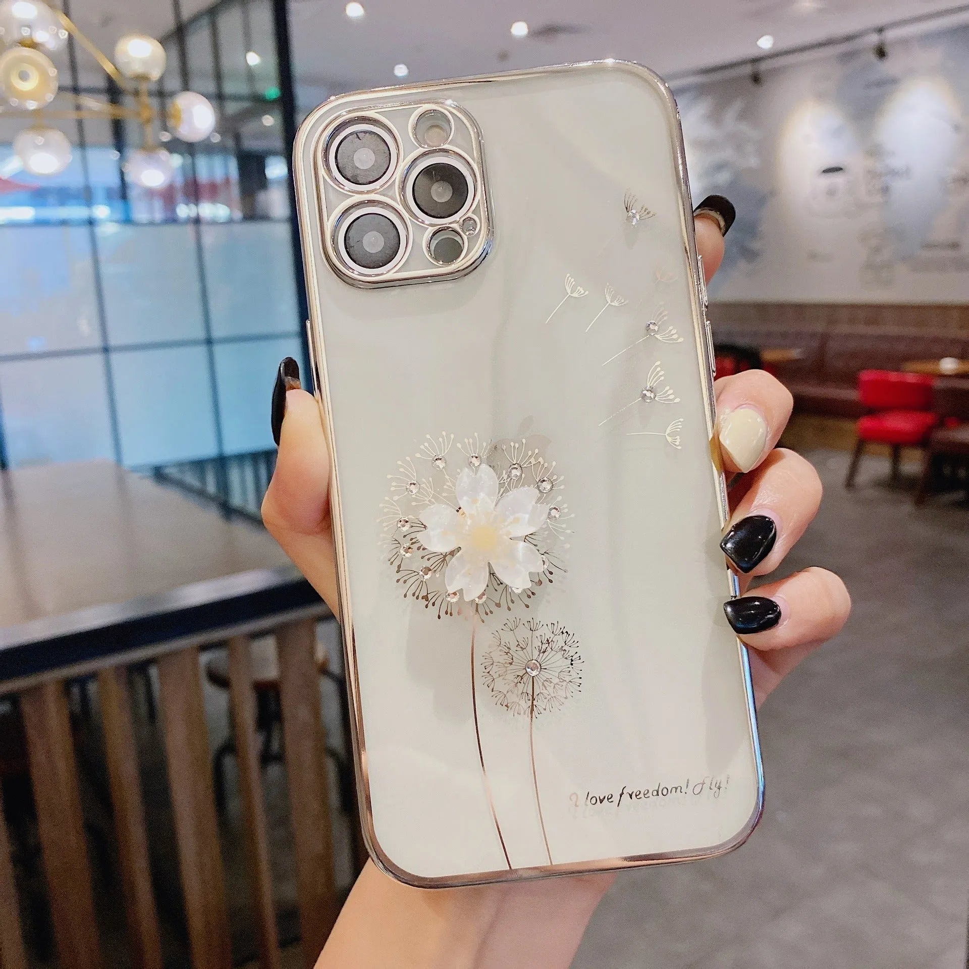 Green TPU phone case with 3D floral spin stand holder for iPhone models