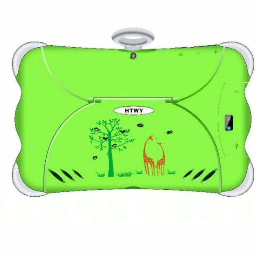 7-inch children's learning tablet in cartoon colours with stand, showing 3G calling and Bluetooth features