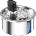 Stainless steel pet water fountain with constant temperature heating base in black colour