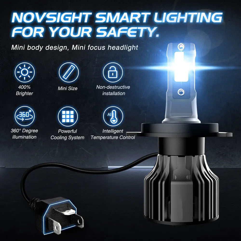 72W 6000K white LED car headlight bulb with adjustable chuck for H1 H7 9005 fitment