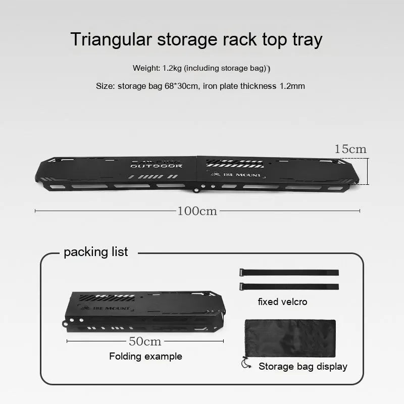 Large foldable aluminium alloy triangle clothes drying rack for camping with side hooks.