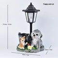 Hexagonal solar garden lamp with synthetic resin construction showing animal figurine design options