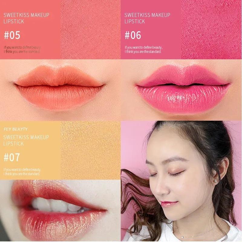 Fey Beauty moisturising lipstick in cameo brown and milk tea shades with 3.8g content
