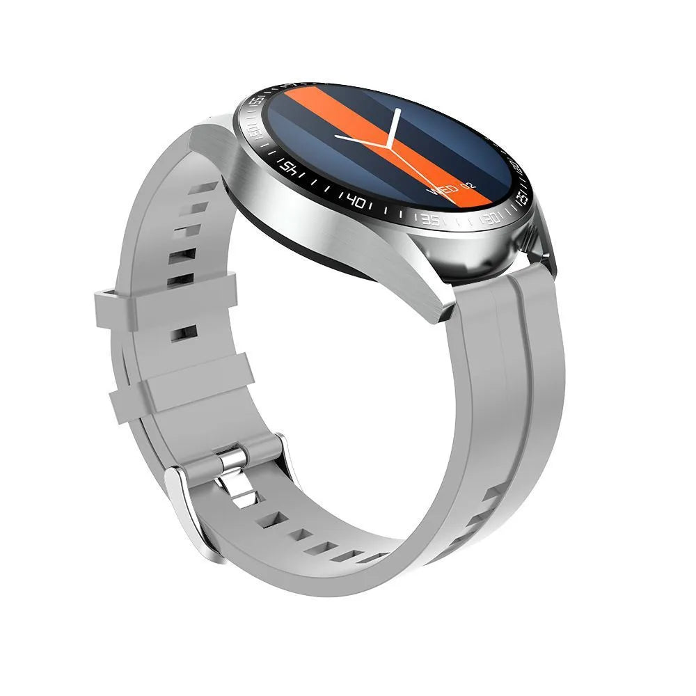 Black GS3 Max smartwatch with silicone strap on a wrist, showing a home screen with health stats.