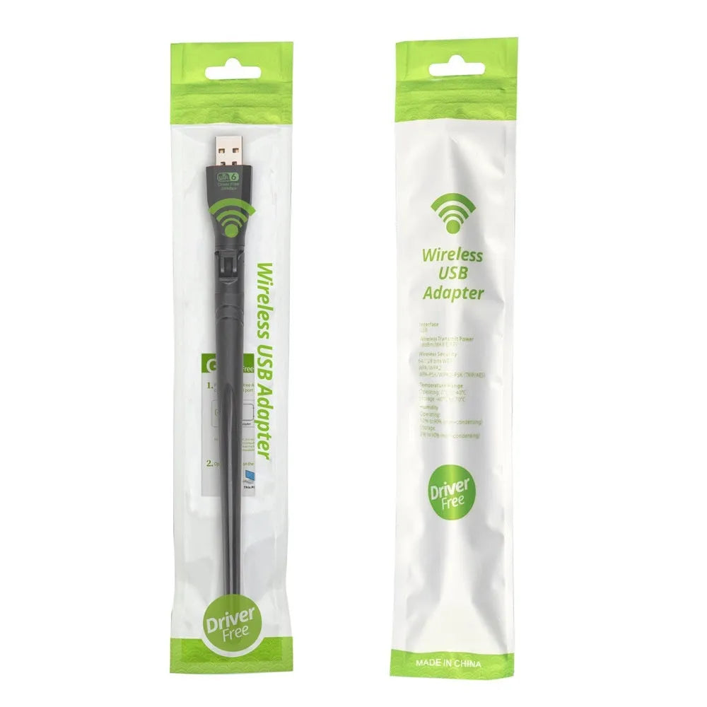 Black USB WiFi6 wireless network card adapter with instruction manual