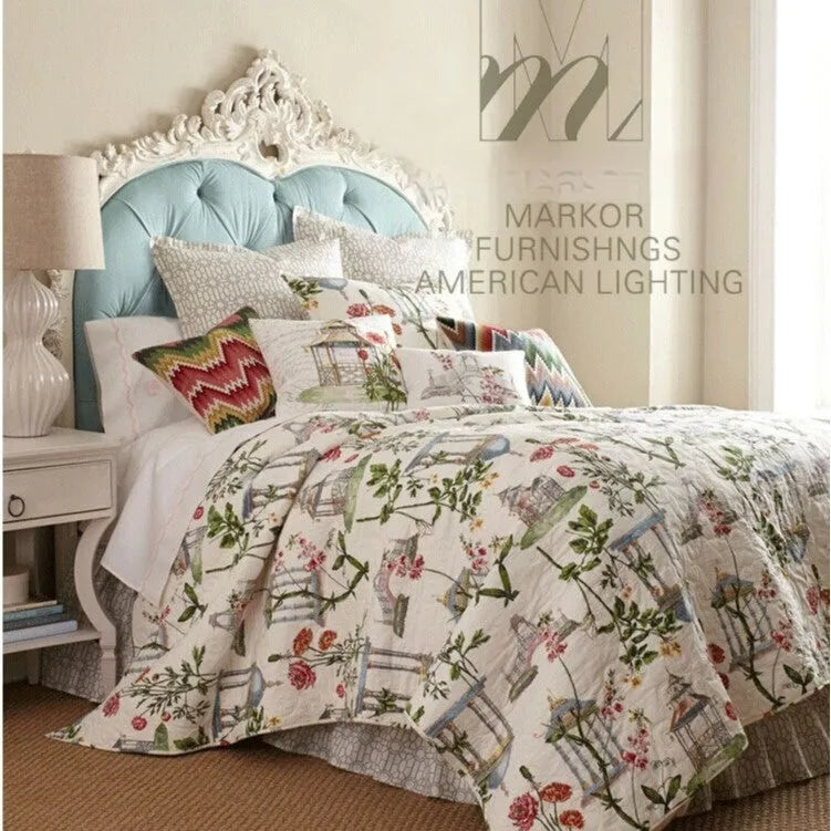 American simple Jingdezhen ceramic table lamp with fabric lampshade, 36cm diameter, 62cm height