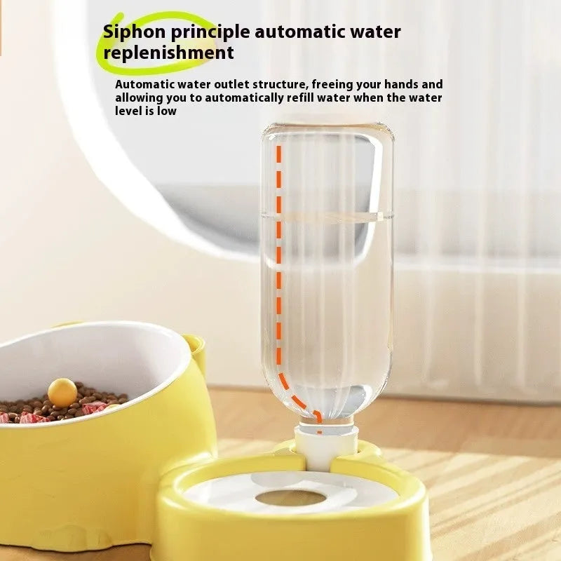 Plastic double bowl pet feeding basin for cats in multiple colour options.