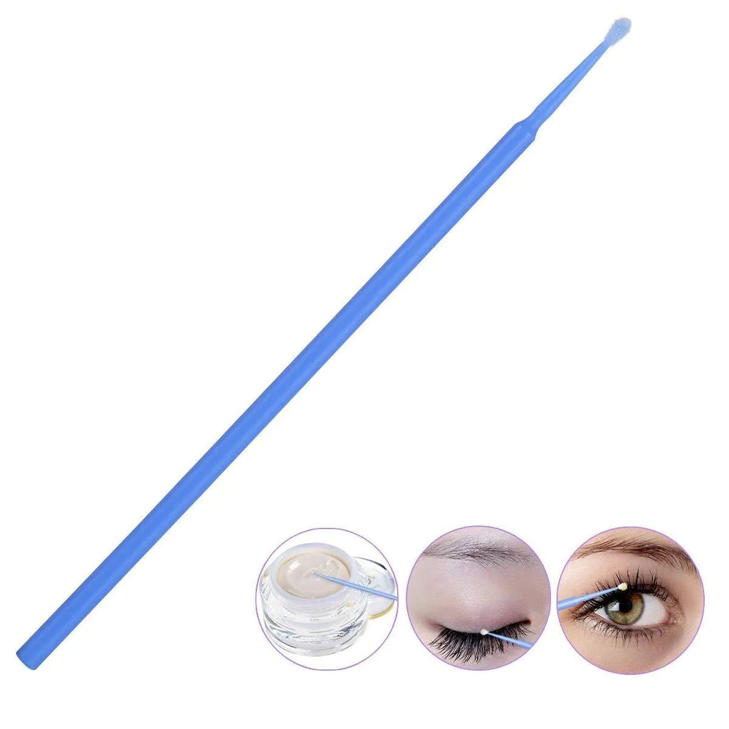 Disposable micro applicator brushes with colourful handles and bendable cotton swabs for makeup and eyelash extensions