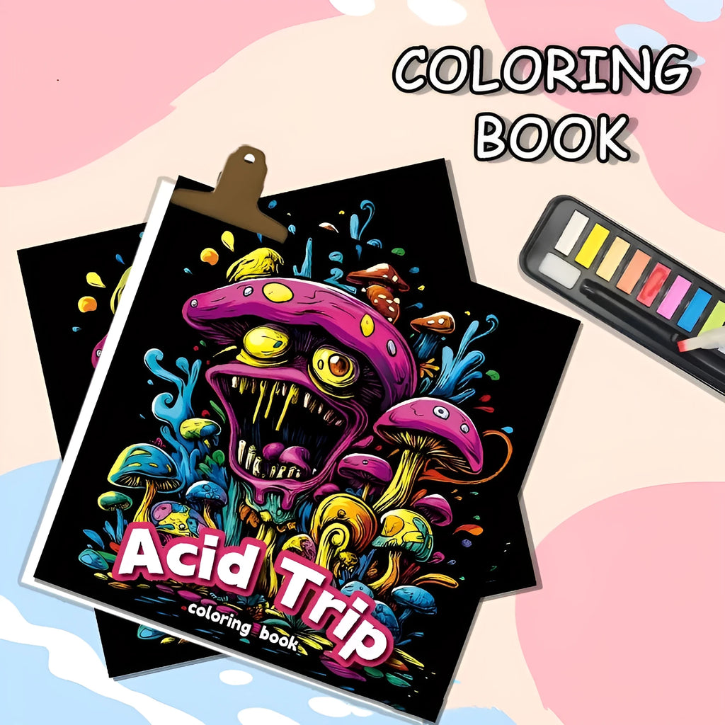 Acid tour colour painting book with paper construction measuring 200mm in length