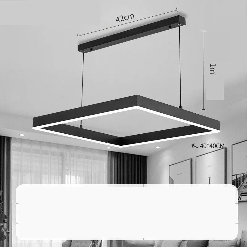 Scandinavian style square iron chandelier with aluminium single-layer shade 40cm diameter