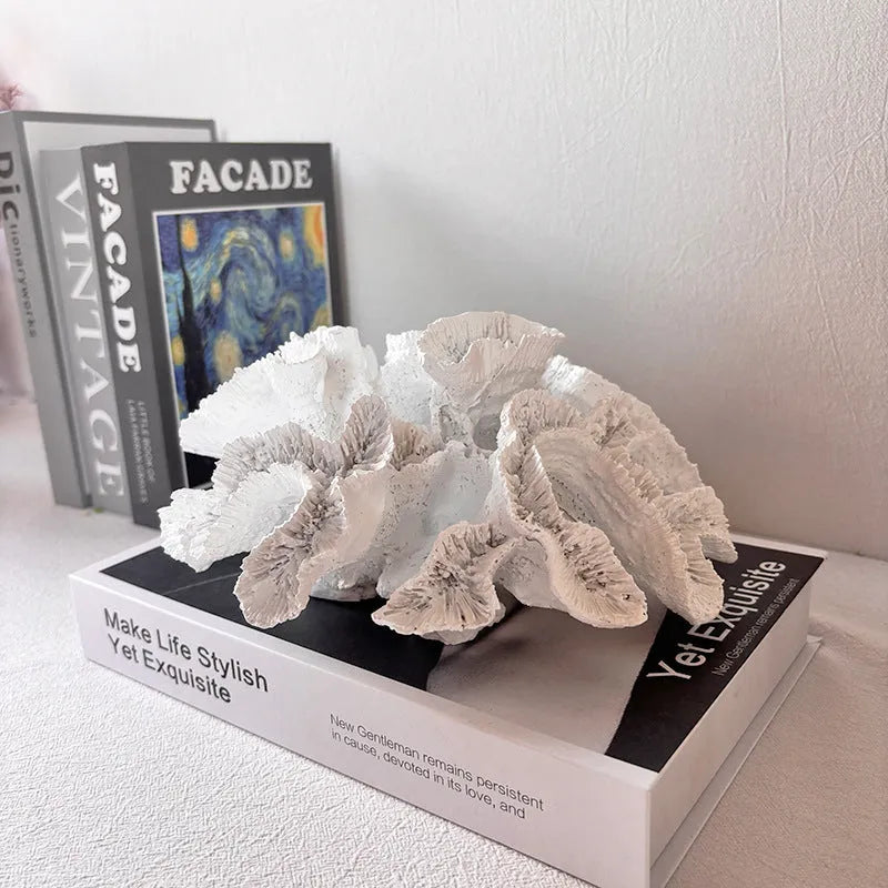 OffWhite Nordic artificial coral ornament made from resin and plastic for modern home decor