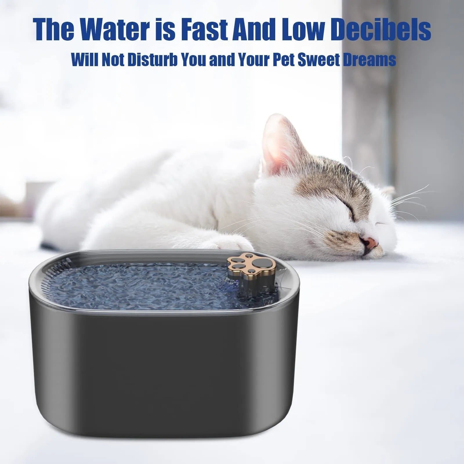 Berlin blue automatic pet water fountain with LED light on a 3-litre BPA-free plastic base