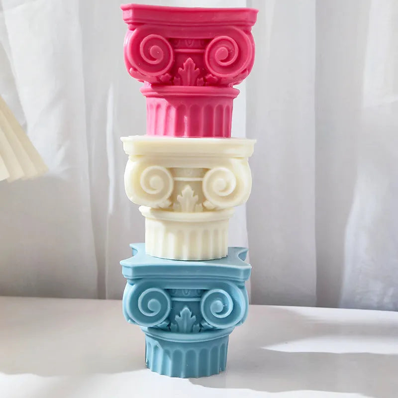 A flexible silicone mould in the shape of a stylised Roman pillar for multi-purpose crafting.