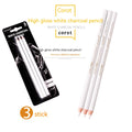 Three white charcoal pencils with wooden casings for drawing and highlighting