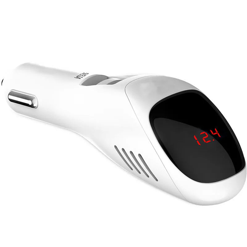 White car USB charger with negative ion air purifier showing compact 103mm dimensions