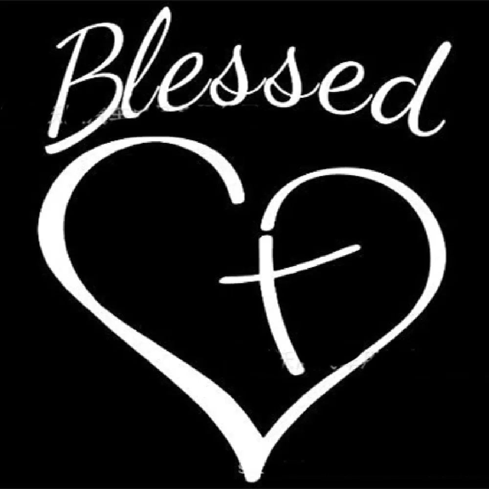 Faith Hope Love heart design craft sticker in black, white, or red, measuring 14 by 11.5 centimetres.