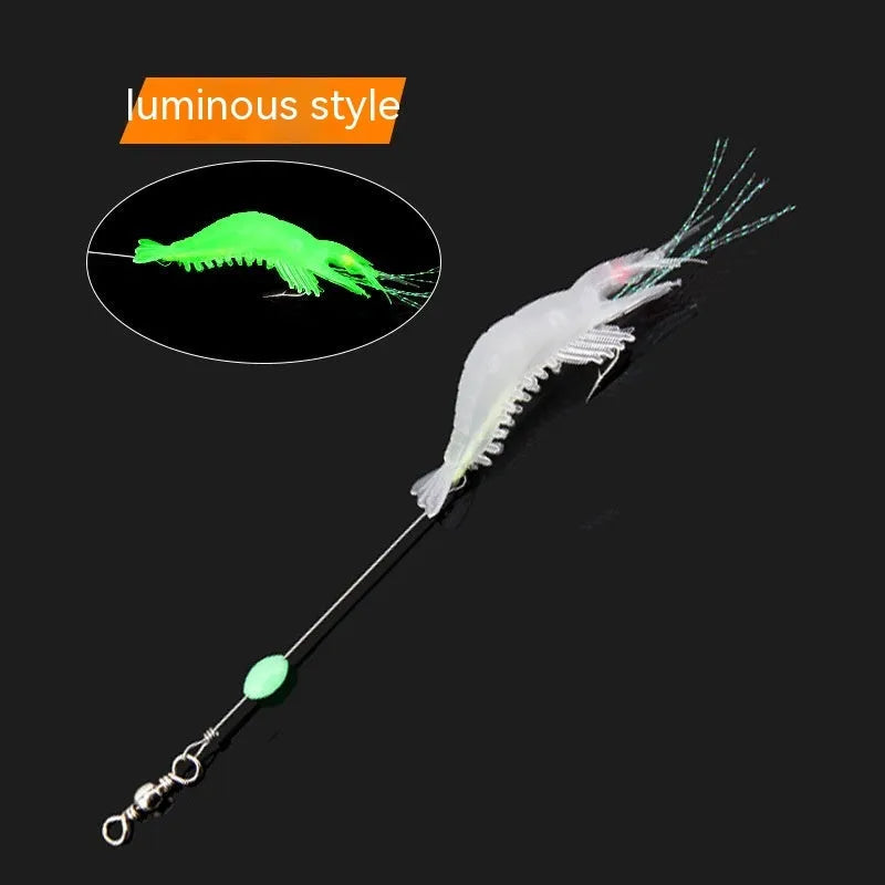 Luer soft fishing lure with integrated hook in six colour variations including luminous options