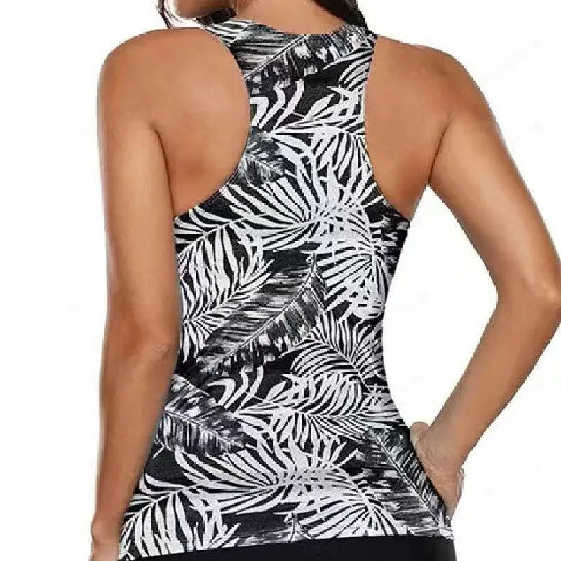 Women's solid colour swimsuit set featuring a bikini top with a split bow design.