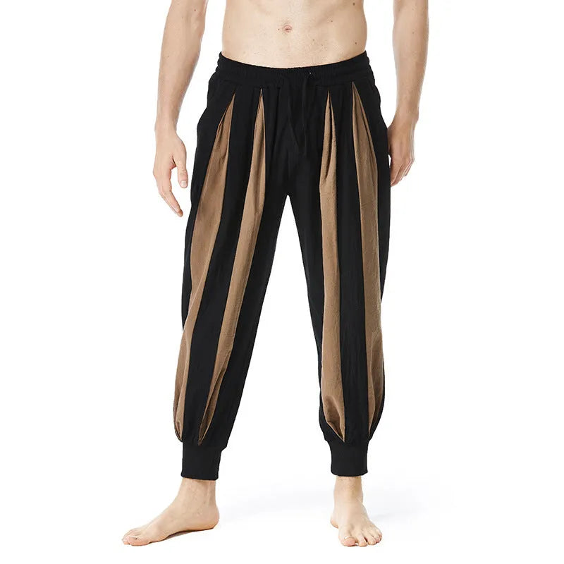 Men's straight leg casual trousers in polyester available in red, khaki, yellow and brown colours
