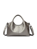 A genuine leather women's cross-body bag in a choice of seven colours including black, brown, and wine red.