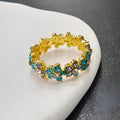 Alloy full diamond elephant ring with electroplating in AJZ1935 and AJZ141 colours