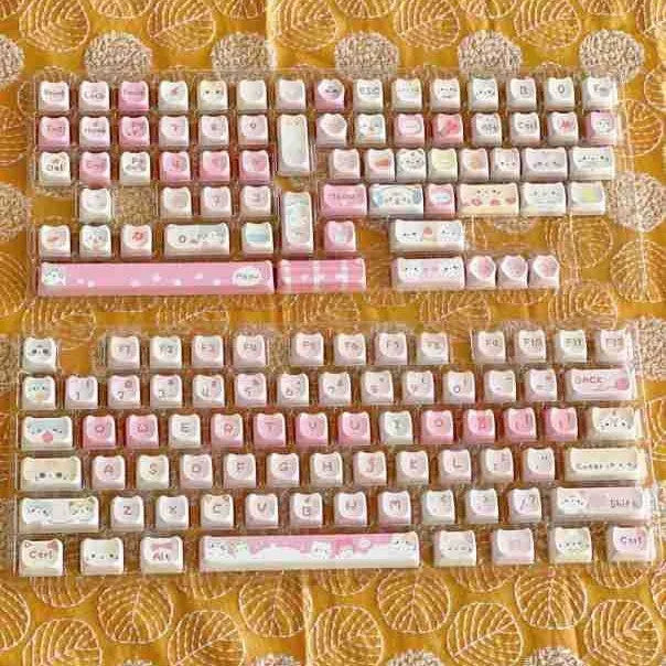 Meow Meow Team full set of 141 sublimation printed plastic key caps for mechanical keyboards.