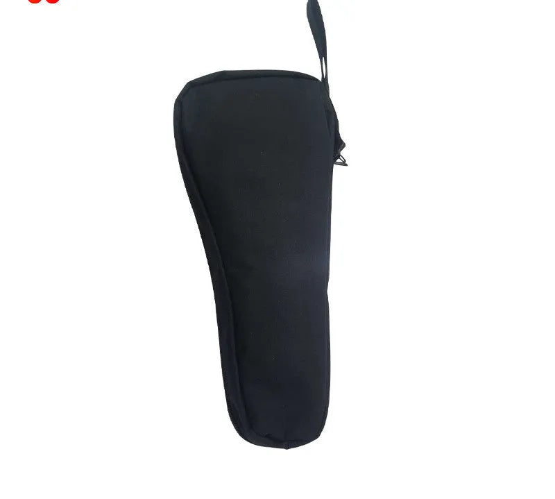 Black cloth storage bag for mobile phone stabilizer with zipped closure and multiple interior compartments