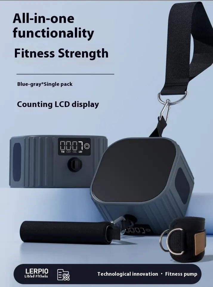 Multi functional fitness strength resistance training tensioner with intelligent adjustment system in blue-grey colour
