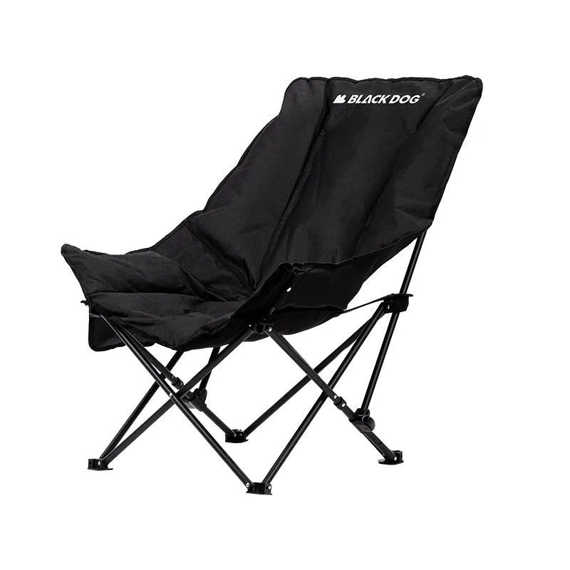 Night black portable camping recliner folding chair with moon chair style design