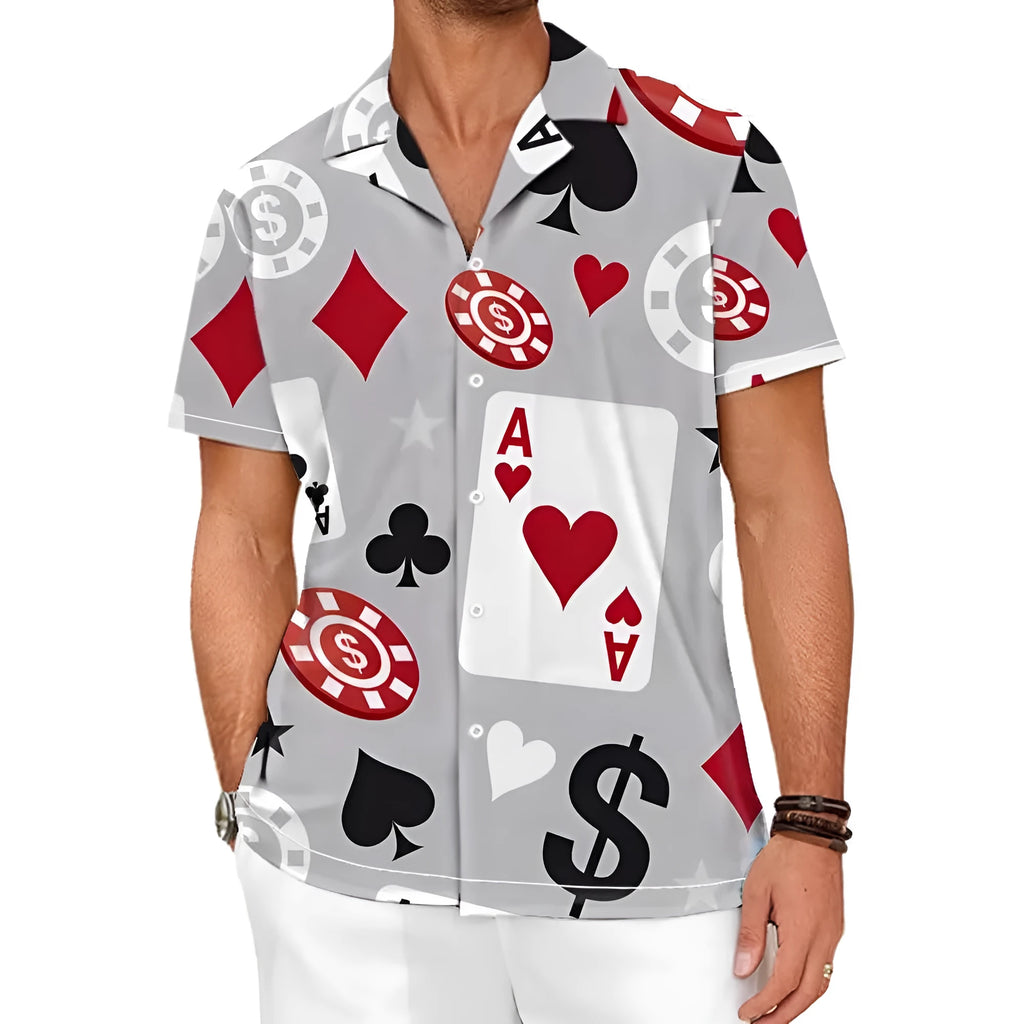 Men's camouflage pattern short sleeve casual shirt in slim fit design