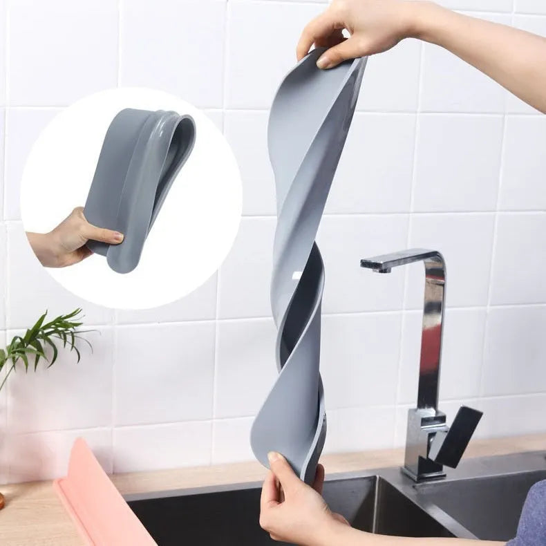 Thick grey silicone kitchen sink water blocking plate showing dimensions
