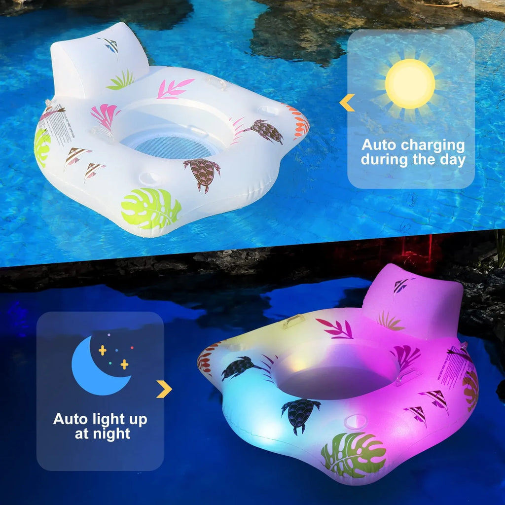 White U-shaped inflatable pool float measuring 120cm diameter