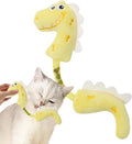 Set of four cat toys including rope, spring, kicker and plush mouse toys in pink, purple or yellow colours
