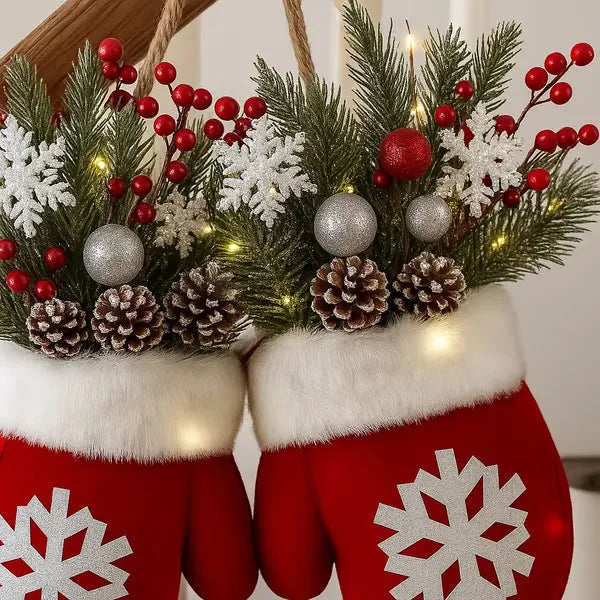 Christmas crutch candy lollipop gloves ornament made of non-woven fabric in 30x27cm size