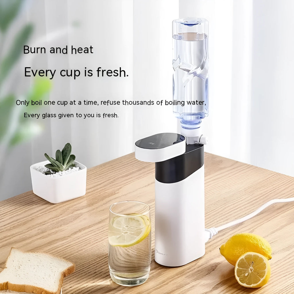 Black and green compact desktop instant water dispenser with temperature control display