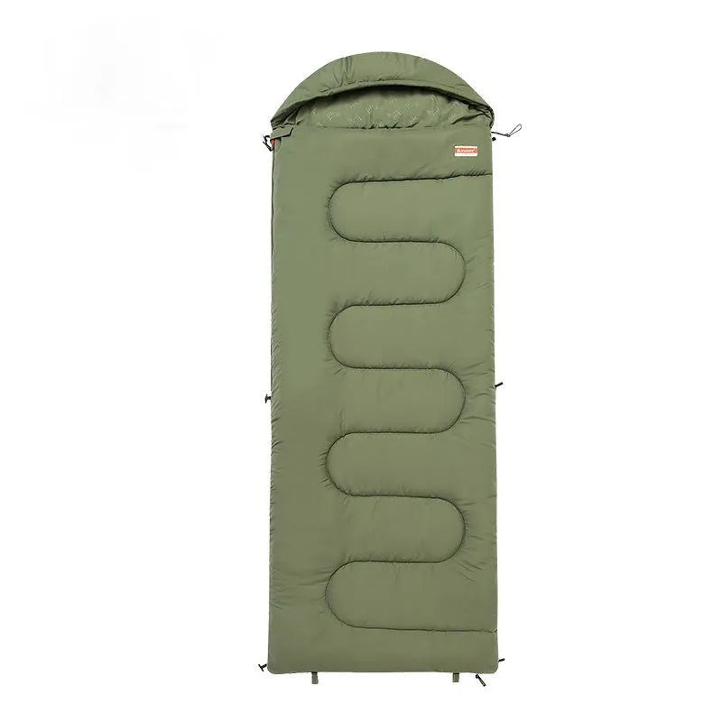 Ultra-light portable cotton sleeping bag quilt for outdoor camping in ochre and olive green colours