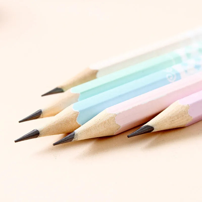 Basswood thermal transfer pencil with six angle rod design and HB hardness graphite in barrel packaging