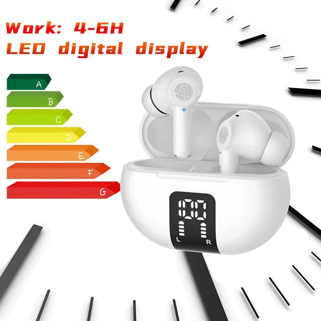 M10 TWS wireless Bluetooth translation earbuds in black and white, touch controls, 6.2x2.4cm ABS build