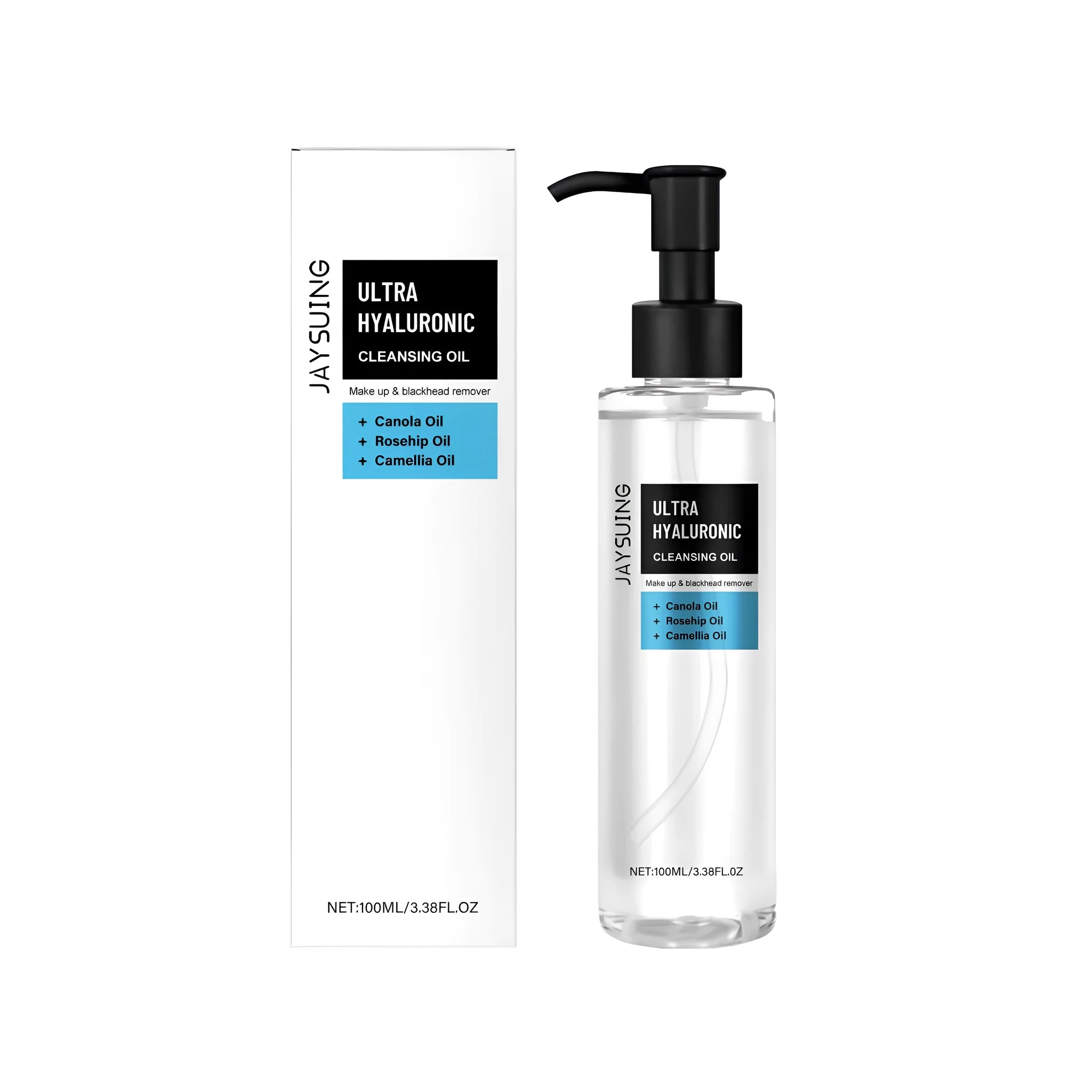 100ml bottle of hyaluronic acid makeup remover cleansing oil with dropper
