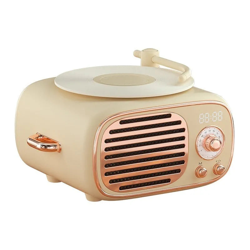 Retro Bluetooth microphone stereo with card reader and alarm clock in transparent green, ABS PC body